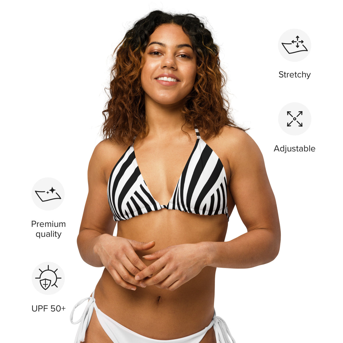 All-Over Print Recycled Padded String Bikini Top