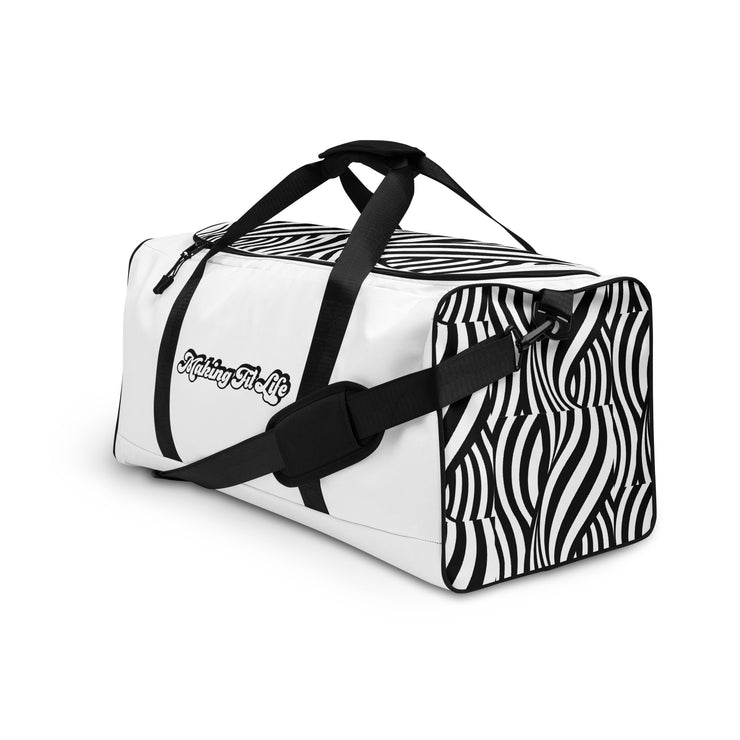 WHITE Making Fit Life® Gym Duffle Bag