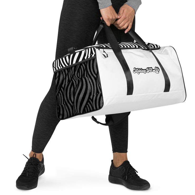 WHITE Making Fit Life® Gym Duffle Bag