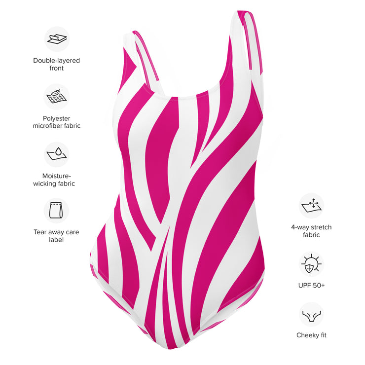 White & Pink MFL® One-Piece Swimsuit