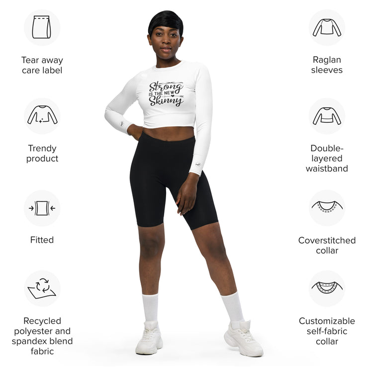 White MFL® Active WOMAN Long Sleeve Crop Top