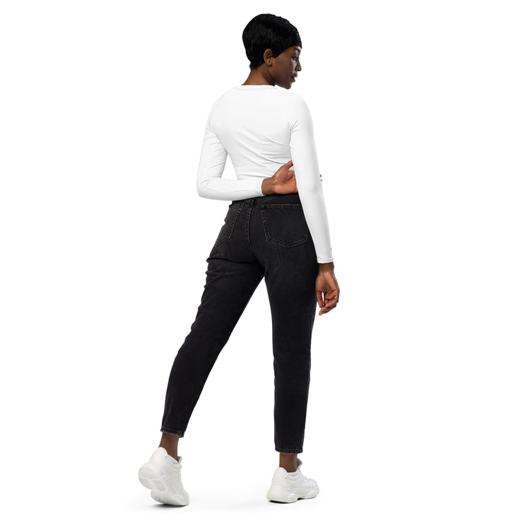 White MFL® Active WOMAN Long Sleeve Crop Top